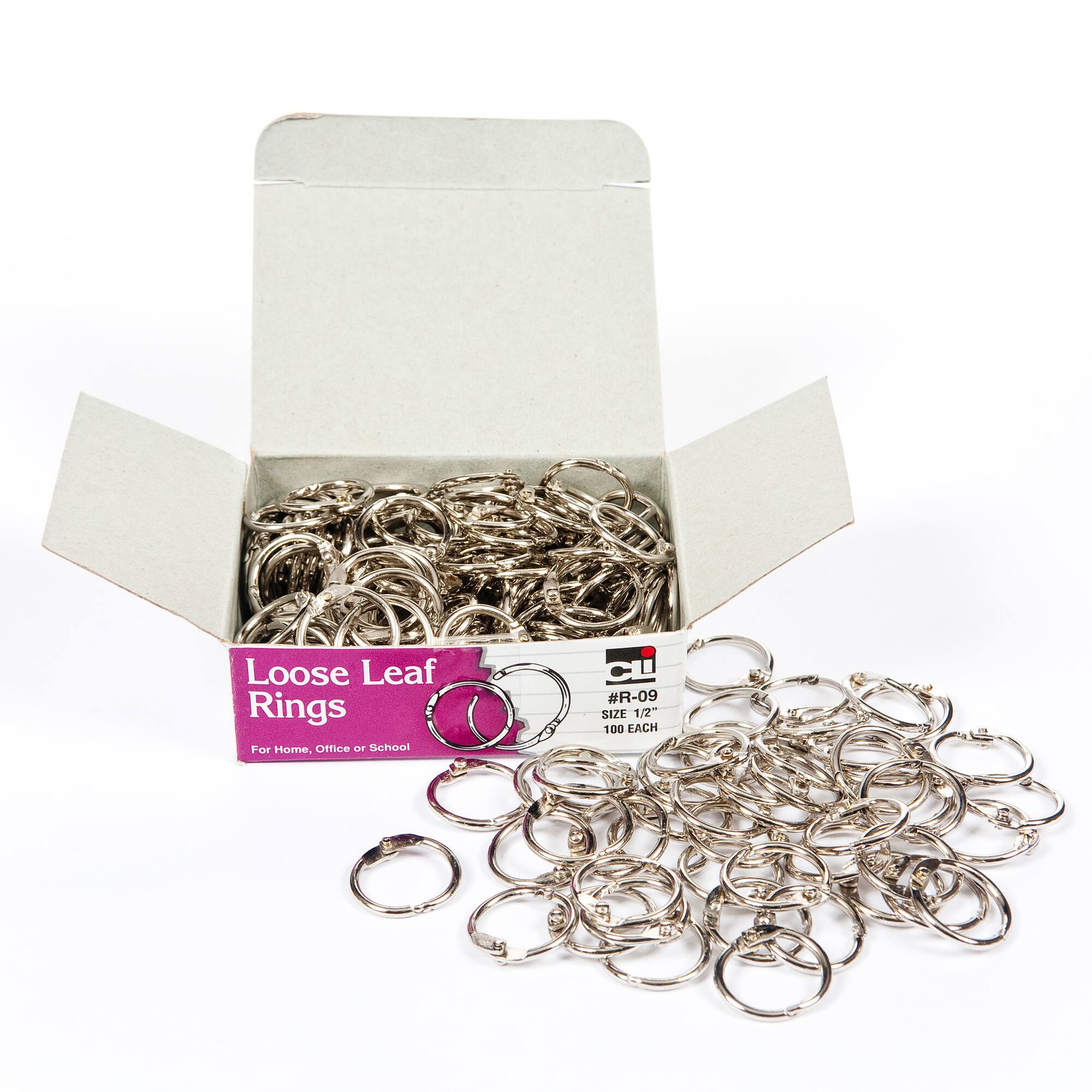 Charles Leonard Loose Leaf Rings, 1/2" Diameter, 100/Box